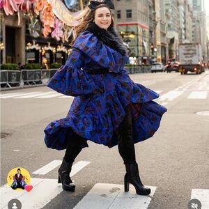 Elegant Blue and Black Women's Coat/Gown